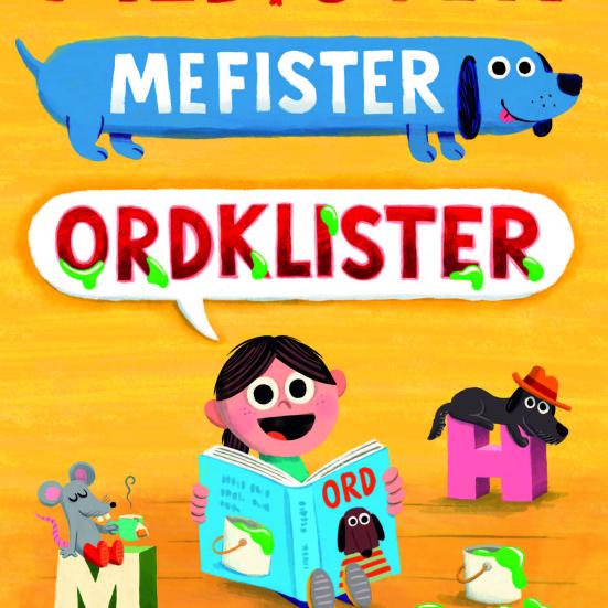 Farverig illustration  af barn der læser billedbog