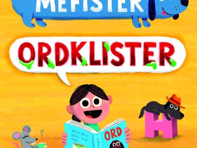 Farverig illustration  af barn der læser billedbog